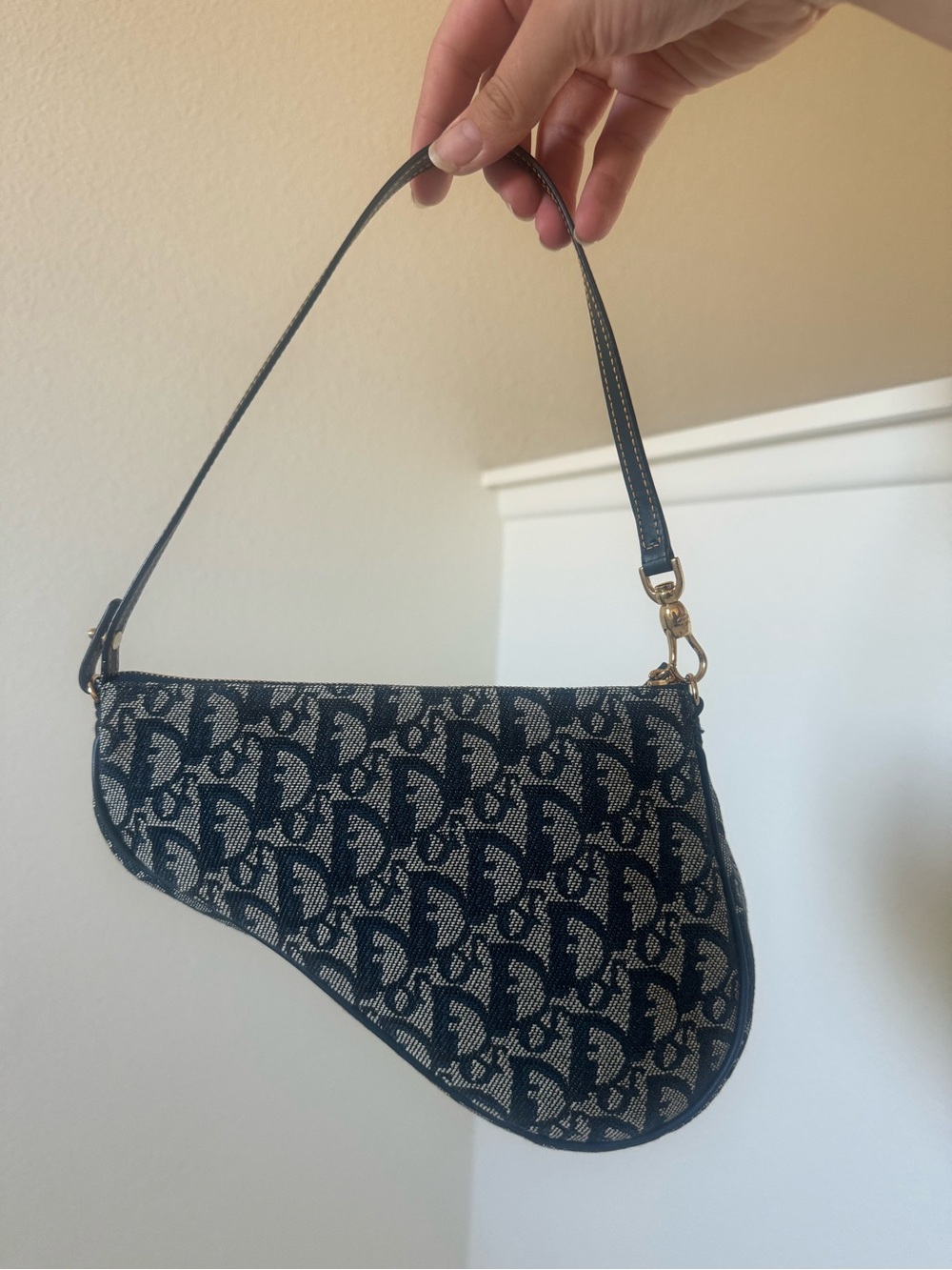 Vintage Dior Trotter Saddle in Navy Blue